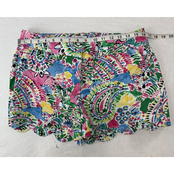Cottagecore Crown & Ivy Floral Print Shorts Scalloped Hem Colorful Size 8 Shelby - Picture 3 of 8